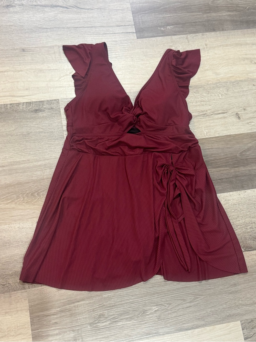 Women's Deep Wine Red Wrap swim Dress